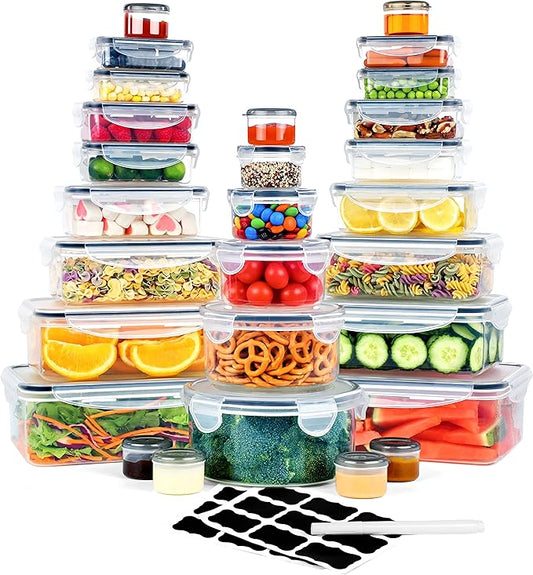 56 Pcs Large Food Storage Containers Set with Lids (28 Containers + 28 Lids), Airtight Plastic Storage Containers for Pantry & Kitchen Organization, BPA-Free, Leak-Proof