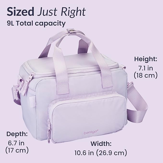 Bentgo Insulated Lunch Bag – Extra-Large Capacity Adult Lunch Bag with Shoulder Strap and External Storage Compartment, Durable, Lightweight, Ideal for Work, School, & Meals On the Go (Lavender)