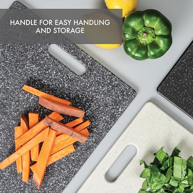 Dexas Superboard Cutting Board with Handle 8.5 x 11 inch Heavy Granite, Compact Kitchen Prep Board, Dishwasher Safe, Non-Porous Poly Surface, Made in USA