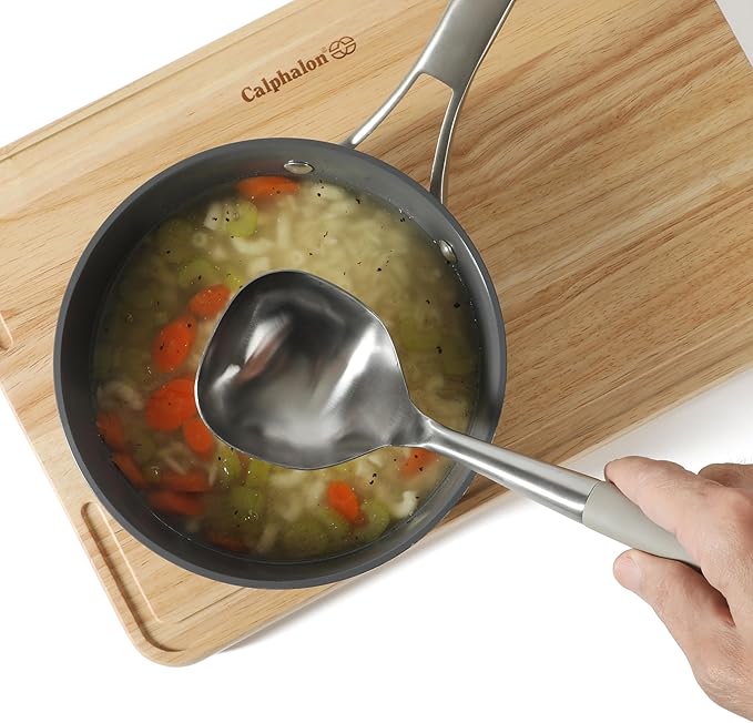 Calphalon Edge Stainless Steel Ladle w/Thermoplatic Rubber- Taupe