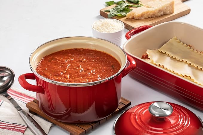 Le Creuset Enamel on Steel Traditional Petite Stockpot, 3.8qt., Flame