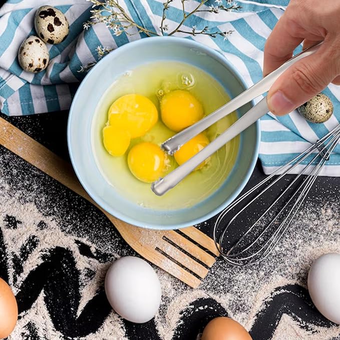 4pcs Egg Chalaza Removal Tongs, Toothed Design Egg Membrane Eggshell Fragment Remover Tong, Stainless Steel Kitchen Tongs Multipurpose Kitchen Tool for Cooking Food Cake Bakers Pastry Chefs