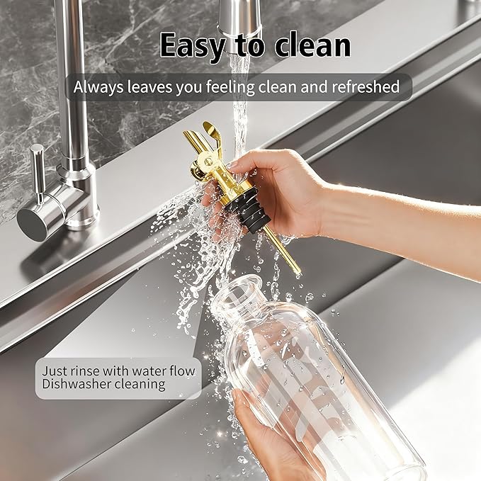 Auto Flip Liquor Pour Spouts 6-Pack, Leak-Proof 304 Stainless Steel Wine Pourer & Olive Oil Dispenser with Food-Grade Silicone for Kitchen, Bar, Restaurant (Gold)