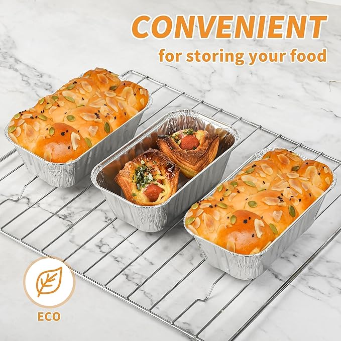 60 Pack 6"x3.5"x2" Disposable Aluminum Loaf Pans with Chear Lids, 1 lb Mini Foil Loaf Pans & Food Containers,Small Aluminum Tin Foil Baking Pan for Cakes, Bread, Meat, Loaves
