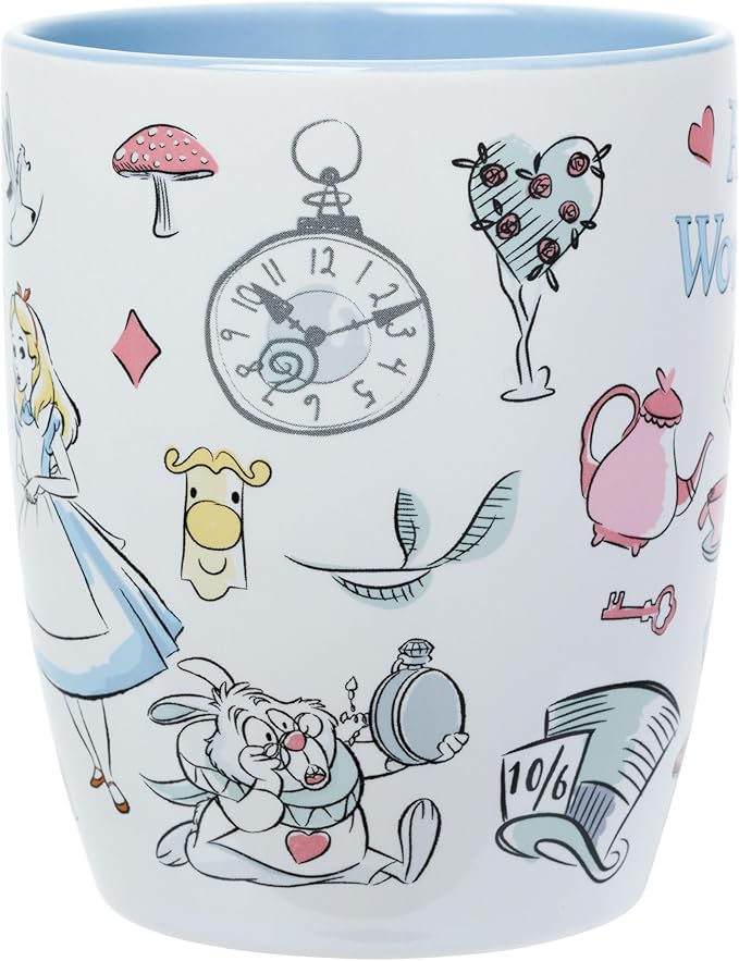 Silver Buffalo Disney Alice in Wonderland Icons Featuring Cheshire Cat and White Rabbit Ceramic Mug, 25 Ounces