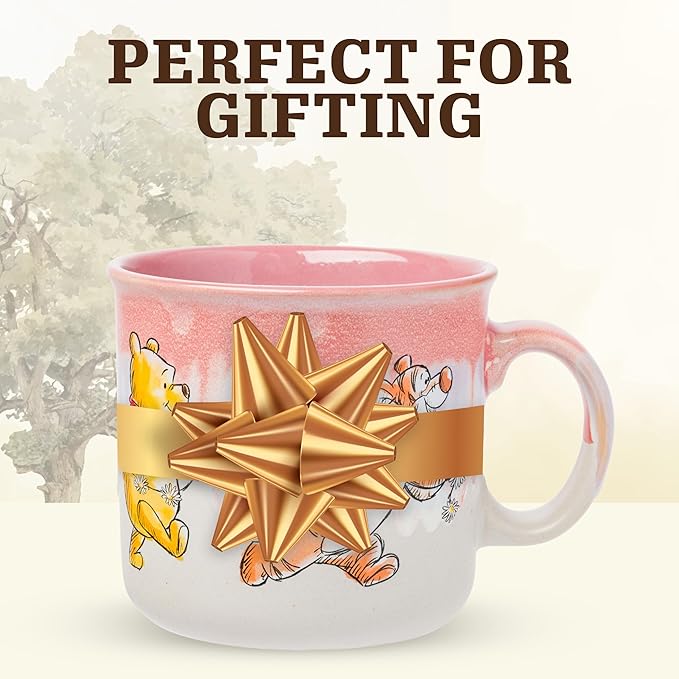 Silver Buffalo Winnie the Pooh Featuring Piglet, Tigger, and Eeyore Reactive Glaze Ceramic Camper Mug, 20 Ounces
