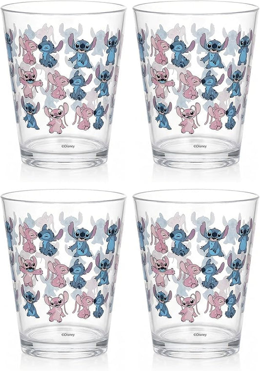 Disney Reusable Plastic Cups – 4 Pack 16 oz Plastic Drinking Glasses with Mickey, Stitch, Pooh, or Disney100 Designs – BPA-Free, Stackable, Top Rack Dishwasher Safe Tumblers for Water, Juice & More