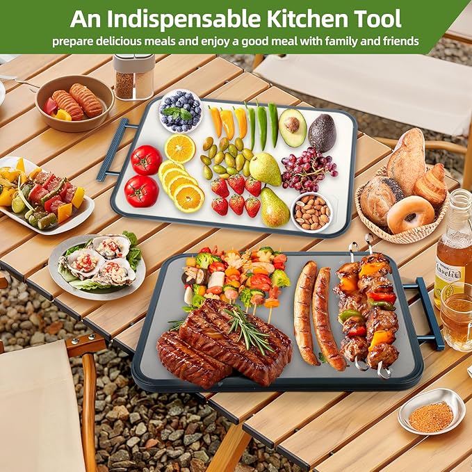 Titanium 2in1 Cutting Boards for Kitchen, Large Double Sided Food-Grade Composite Titanium and Wheat Straw PP Dishwasher Safe Chopping Board for Meat, Fruit, Vegetable (15" X 11")