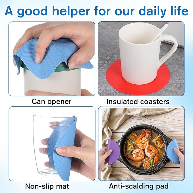 12Pcs Jar Opener Gripper, Jar Openers Gripper Pads, Rubber Jars Opener Kitchen Gadgets Cap Jars Openers, Grippers for Opening Ja rs for Seniors Kitchen Coasters Tool(Style A)
