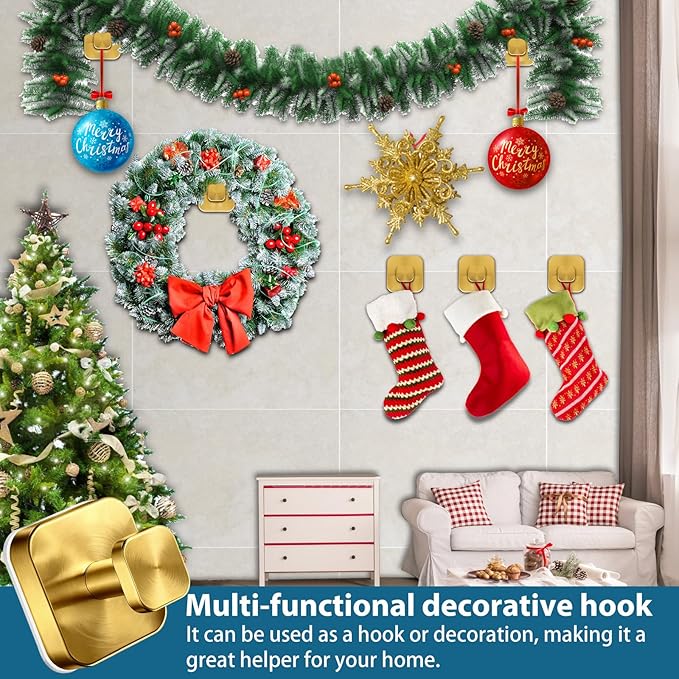 Suction Cup Hooks for Shower,No-Drill Removable Duty Shower Suction Cup Wreath Hooks for Bathroom Wall, Glass, Windows,Mirrors Kitchen to Hang Towels,Robes,Coat, Loofah-Gold(4 Pack)