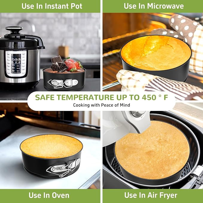 4 Pack Mini Springform Pan Set, 4 Inch Non-stick Cheesecake Pan, Spring Form Pans for Baking, Springform Pans with Removable Bottom, Round Cake Pans, Small Cake Mold for Mini Cheesecake Pizza
