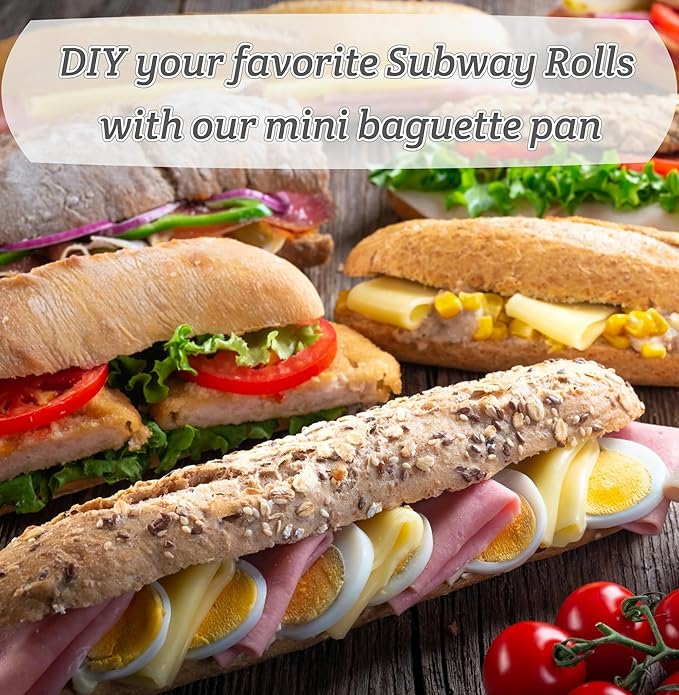 Baguette Bread Pan, Non-Stick Food Grade Silicone Bread Loaf Pan, 4 Cavity Perforated French Bread Baking Pan for Hoagie/Sub/Sandwich Rolls, Gray