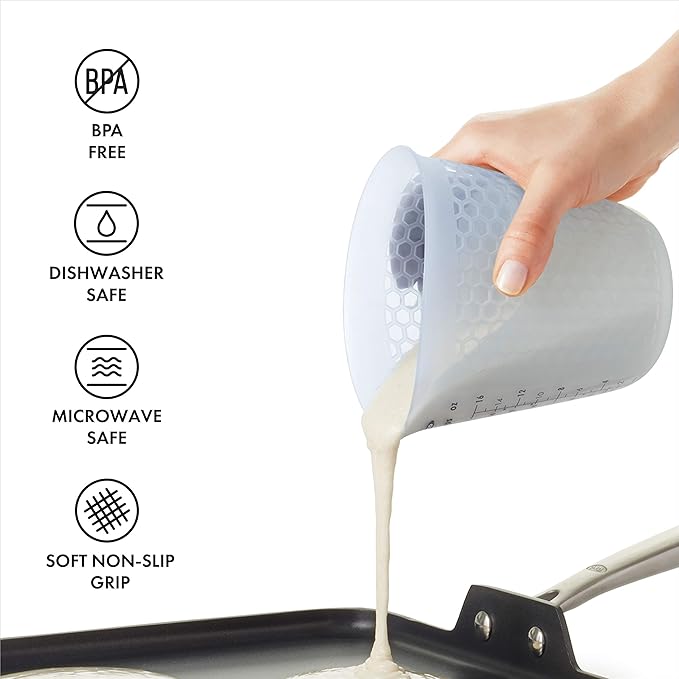 OXO GG 1 CUP SQUEEZE & POUR SILICONE MEASURING CUP, CLEAR