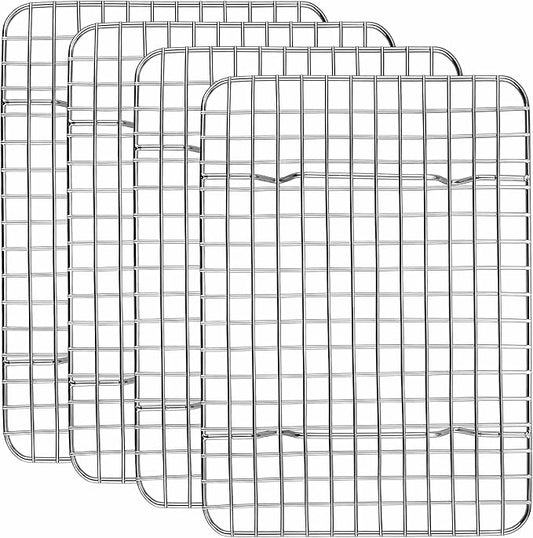 Homikit 4 Pack Cooling Rack Set, 12" x 9" Stainless Steel Baking Rack for Bacon Bread Pizza, Metal Wire Oven Racks for Cooking Roasting Fit Quarter Sheet Pan, Rust Free & Dishwasher Safe