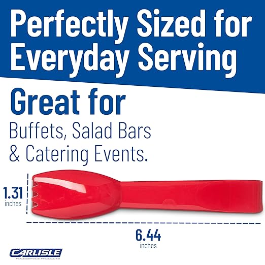 Carlisle FoodService Products 460605 Carly Salad Tong, 6" Salad Tong, Red, 1 Pack