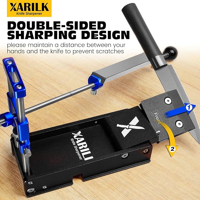 Foldable Portable Knife Sharpening System, Adjustable Knife Sharpener Kit with 3 PCS Aluminum Plates Diamonds (320#, 800#, 2000#), Blade Flips Without Removal, for Hunting, Kitchen Knives