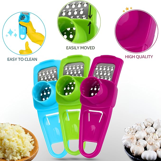 Landkitch-Garlic Grinder-Hand Garlic Grinder-Small Hand Grinder for Garlic-Garlic Slicer-Garlic Mincer-2025 New Hand Press Garlic Chopper-Garlic Press Hand Specialty Tools (Pink)
