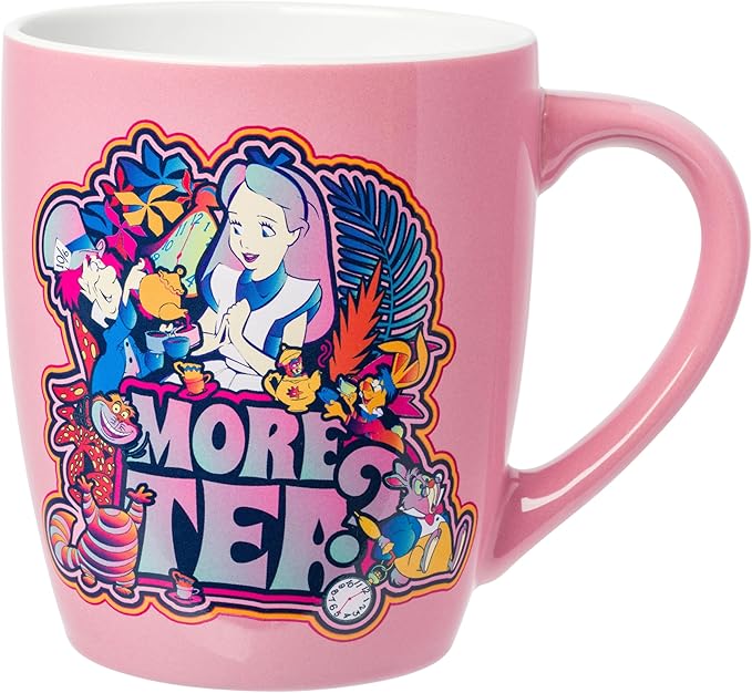 Silver Buffalo Disney Alice in Wonderland Featuring Mad Hatter, the White Rabbit, March Hare, and the Cheshire Cat More Tea Jumbo Ceramic Mug, 25 Ounces