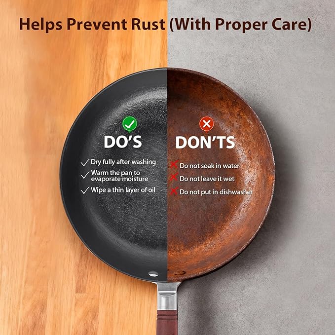 WANGYUANJI 10.2Inch Cast Iron Skillet with Lid-Handcrafted Vintage Frying Pan with Refined Tortoise Shell Texture,Flat Bottom Omelet Pan for Induction,Gas & Electric (Requires Seasoning)