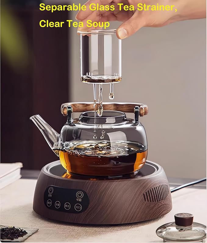 Glass Teapot with Infuser, 34oz Stovetop Safe Glass Tea Kettle for Loose Leaf Tea, 1000ml Borosilicate Clear Tea Pot for Blooming Tea, Heat Resistant Teapots with Removable Strainer