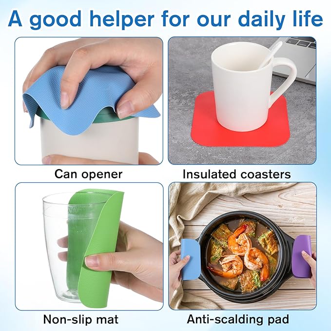 12Pcs Jar Opener Gripper, Jar Openers Gripper Pads, Rubber Jars Opener Kitchen Gadgets Cap Jars Openers, Grippers for Opening Ja rs for Seniors Kitchen Coasters Tool(Style B)