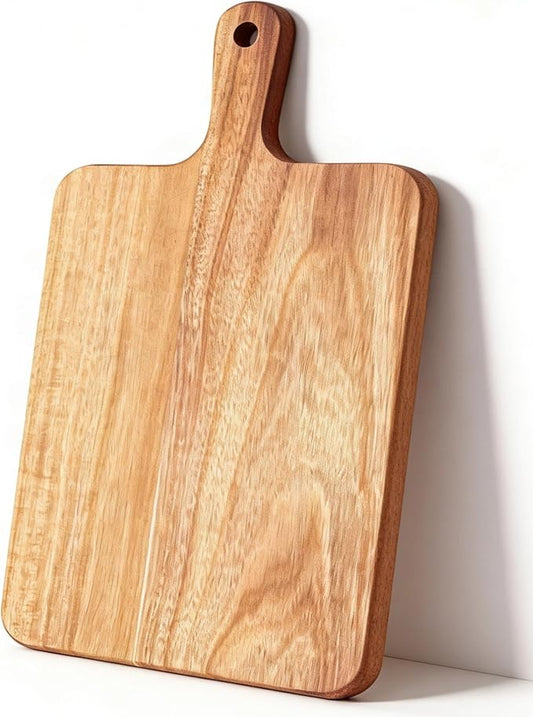 ZeQi Acacia Wood Cutting Board with Handle 16''X9'' / Charcuterie Board/Serving Board/Cheese, Bread, Vegetables & Fruits Serving Board (Rectangular-16X9)