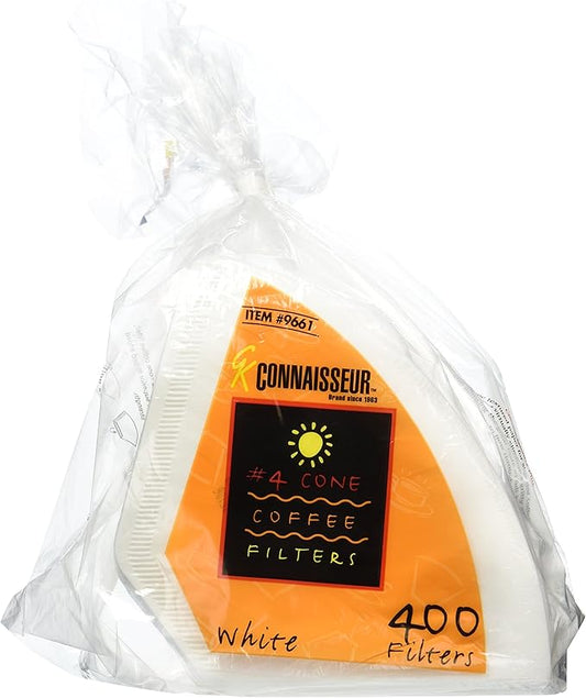 Rockline Industries #4 Cone Coffee Filters - Oxygen Cleansed- 400 Count, White, CECOMINOD065352