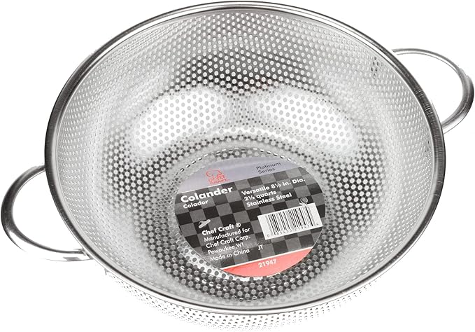 Chef Craft Select Microperforated Colander, 2.5 quart, Stainless Steel (Pack of 2)