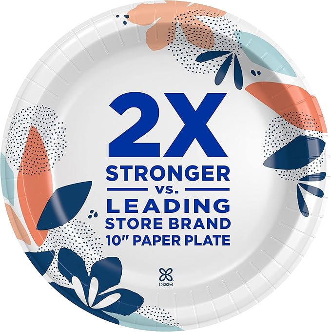 Dixie Medium Paper Plates, 8.5 Inch, 90 Count, 2X Stronger*, Microwave-Safe, Soak-Proof, Cut Resistant, Disposable Plates For Everyday Breakfast, Lunch, & Dinner Meals (Pack of 2)