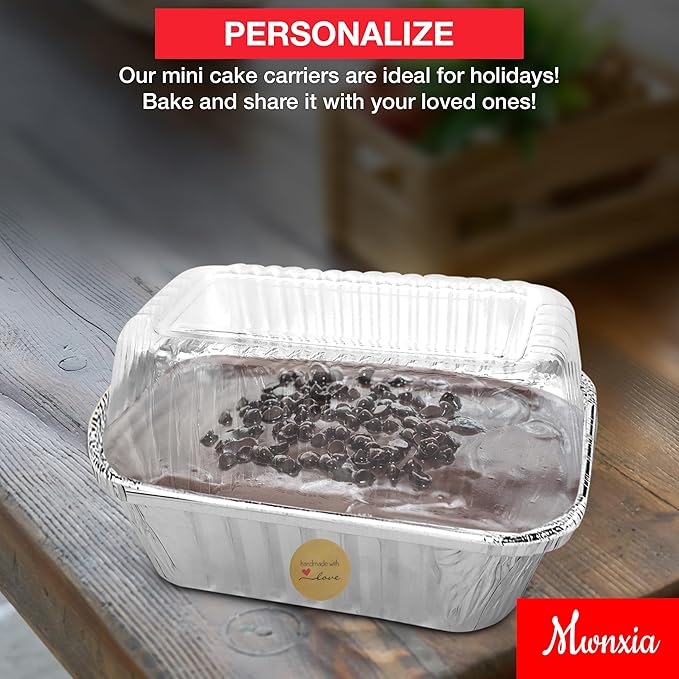 Small Disposable Aluminum Loaf Pans with Lids High Dome for Baking Bread 100 Pack Bulk for Cake, Meatloaf Banana Bread or Lemon Bundt Cake for Bakeries as 1lb Aluminum Loaf Pan