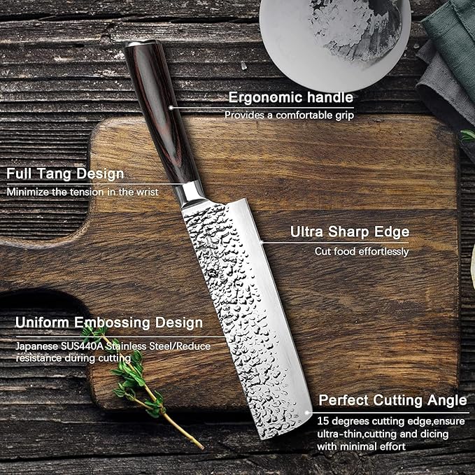 imarku Nakiri Knife, Razor Sharp 7 Inch Multipurpose Vegetable Japanese Chef Knife, High Carbon Stainless Steel Meat Cleaver, Gyutou Knife with Ergonomic Handle, Unique Gifts for Men and Women