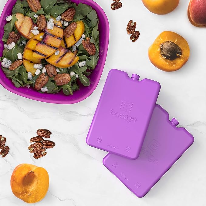 Bentgo Ice Lunch Chillers - Ultra-Thin Ice Packs Perfect for Everyday Use in Lunch Bags, Lunch Boxes and Coolers - 4 Pack (Purple)