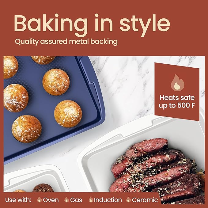Royal Blue 10-Piece Bakeware Sets, Nonstick Carbon Steel Baking Sheet & Pans, Stackable Space-Saving Bakeware, Dishwasher Safe, Stain-resistant, PFOAPFOSPTFE Free, Oven Safe Up To 450°F (230°C)