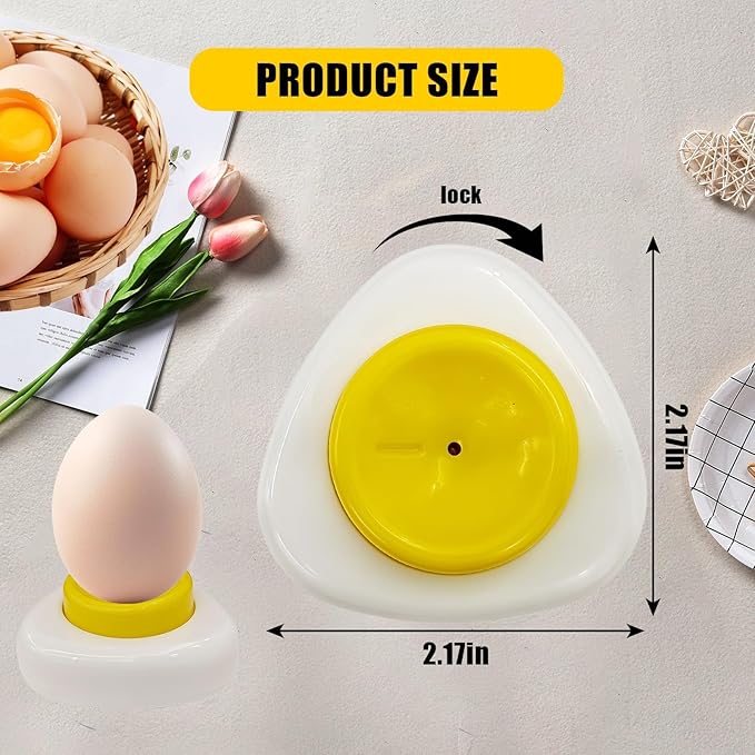 Egg Piercer for Hard Boiled Eggs – Magnetic Egg Hole Puncher with Stainless Steel Needle and Durable Plastic Base, for Home Kitchen & Food Service Use (White)