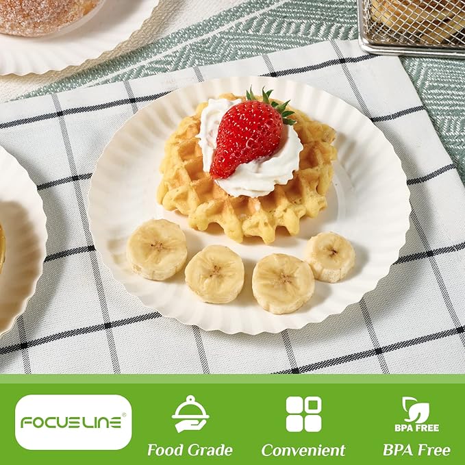 FOCUSLINE 6 Inch Paper Plates 1000 Count, White Paper Plates Uncoated, Everyday Disposable Dessert Plate 6" Small Plate Bulk 1000 Count