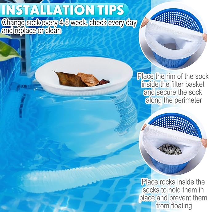 200 Pack Pool Skimmer Socks, Pool Filter Socks for Filters Skimmer Basket to Filter Debris and Leaves for Above Ground and Inground Pools