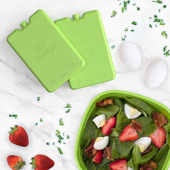 Bentgo Ice Lunch Chillers - Ultra-Thin Ice Packs Perfect for Everyday Use in Lunch Bags, Lunch Boxes and Coolers - 4 Pack (Green)