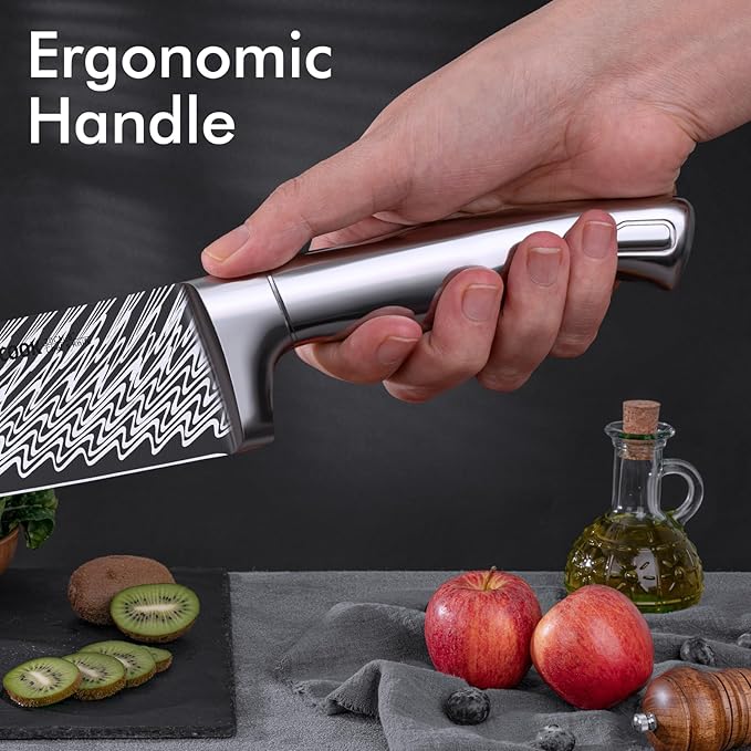 Knife Set, Astercook 15 Pieces Kitchen Knife Set with Built-in Sharpener, German Stainless Steel Knife Block Set, Razor-Sharp Knives with Full-tang Handle, Dishwasher Safe, Valentine's Gift