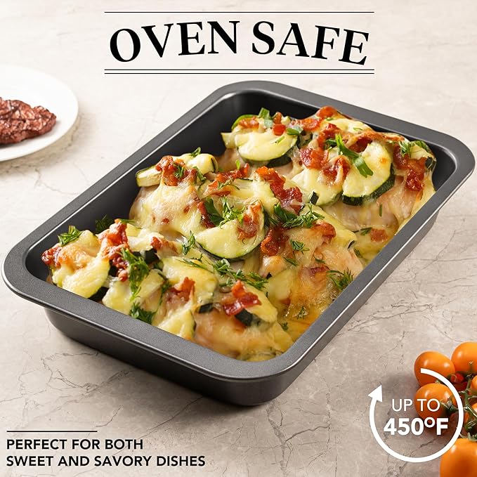 Tiawudi Cake Pan, Nonstick Baking Pan for Cake, Bread, Brownie or Lasagna, Heavy Duty Baking Dish with Diamond Texture Pattern and Wide Grips