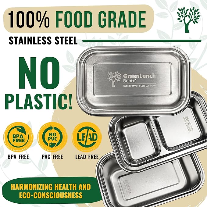 Stainless Steel Bento Box, BPA-Free Lunch box with Snack Pods & Crack-Resistant Lunch box Containers for Adults & Kids with snap locks - Perfect for School and Office