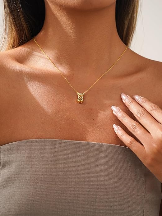 MIFYNN Simple Gold Necklace for Women 14k Gold Plated Time Turner Pendant Necklace Dainty Cute Elegant Hourglass Jewelry Gift
