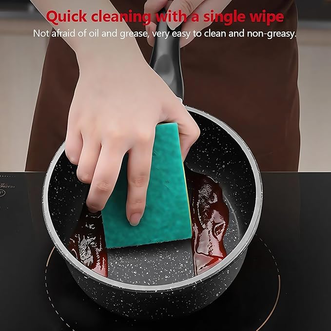 Nonstick Saucepan, 1.5 Quarts Small Cooking Pot with Swiss Granite Coating, Multipurpose Handy Milk Soup Sauce Pan, Induction Comptable, PFOA Free