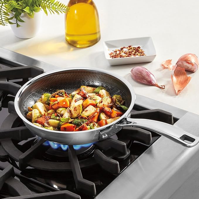 Cuisinart FusionPlus Hybrid Nonstick Stainless Steel Cookware, 8-inch Skillet with PFAS-Free PURELYSEAR Ceramic Technology, Scratch Proof, Cool Grip Handles, Dishwasher Safe