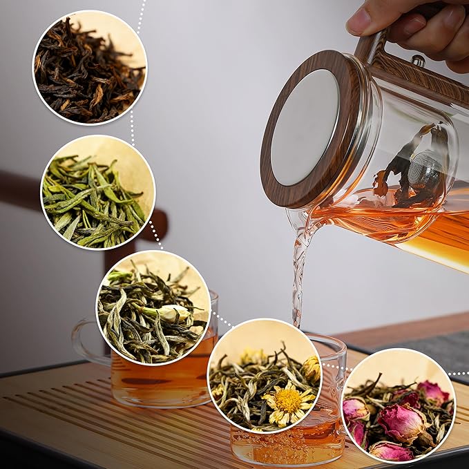 MACTANO Enchant Series Glass Magic Teapot with Magnetic Infuser, Modern Personal Tea Pot for Loose Leaf Tea Visual Brewing Easy Clean - 20.29 oz