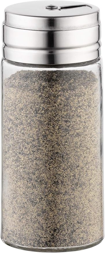 Fox Run 5167 Glass Spice Jar with Stainless Steel Shaker Lid, 6 Ounce, Clear Container for Seasonings, Small (Pack of 2)