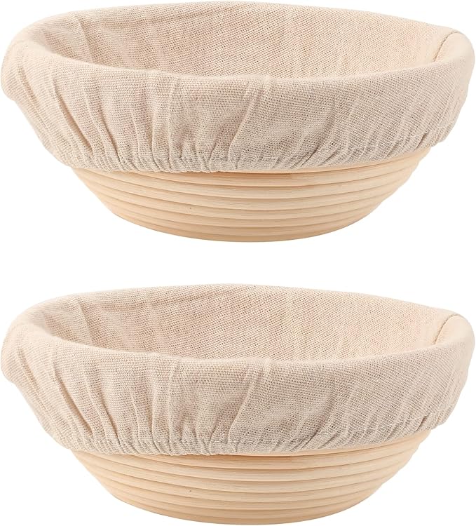 Bread Proofing Baskets Set of 2 8.5 inch Round Dough Proofing Bowls and Liners Perfect Home Sourdough Bread Baking supplies