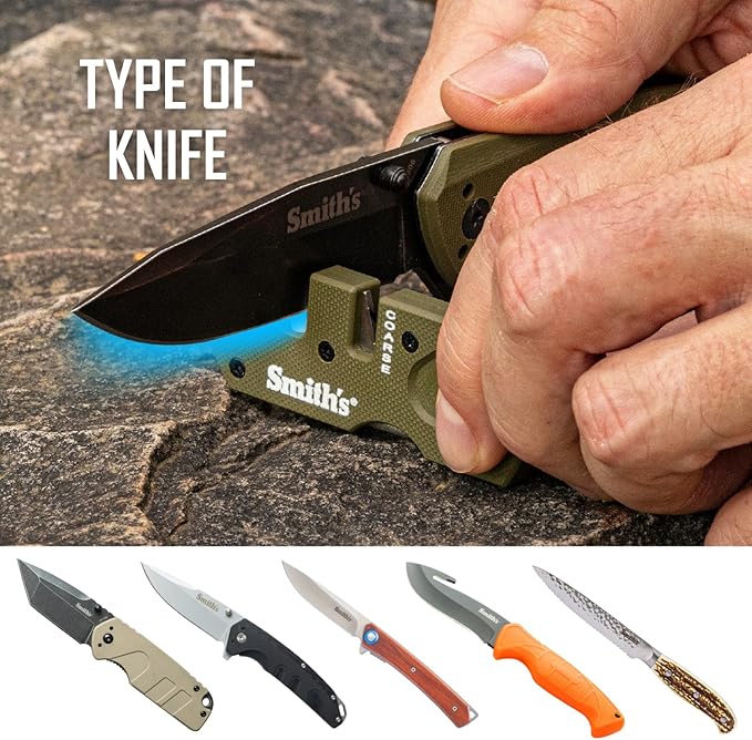 Smith’s Pocket Pal Tactical Knife Sharpener - 2 Stage Sharpener & Diamond Sharpening Rod - Pocket Clip - Outdoor Hunting Knife & Hook Sharpener - Compact & Lightweight