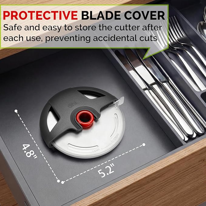 Pizza Cutter Wheel, 4.3" Large 304(18/8) Stainless Steel Blade, Reinforced Durable Pizza Slicer, Fully Detachable & Dishwasher Safe with Safety Protective Cover