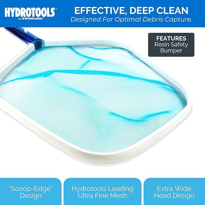 Swimline HYDROTOOLS 8028 Premium Aluminum Leaf Skimmer Net Head Cleaner | For Swimming Pool Spa Fountain Pond Hot Tub | Leaves Bugs Debris Fine Cleaning Maintenance | Heavy Duty Extra Large