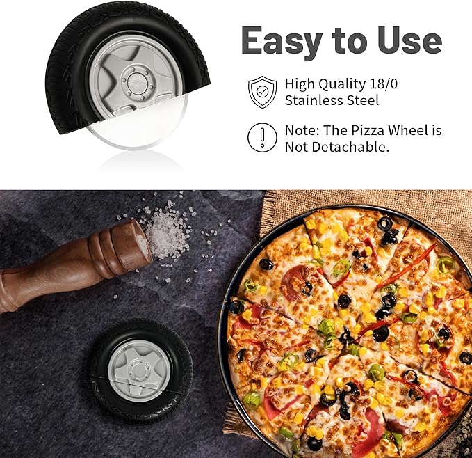 YOBRO Tire Pizza Cutter Wheel By YOBRO- Pizza Cutter, Pizza Slicer Stainless Steel, Funny Kitchen Accessories,gift for Car Lovers,White Elephant Gifts,Stocking Stuffers for Family